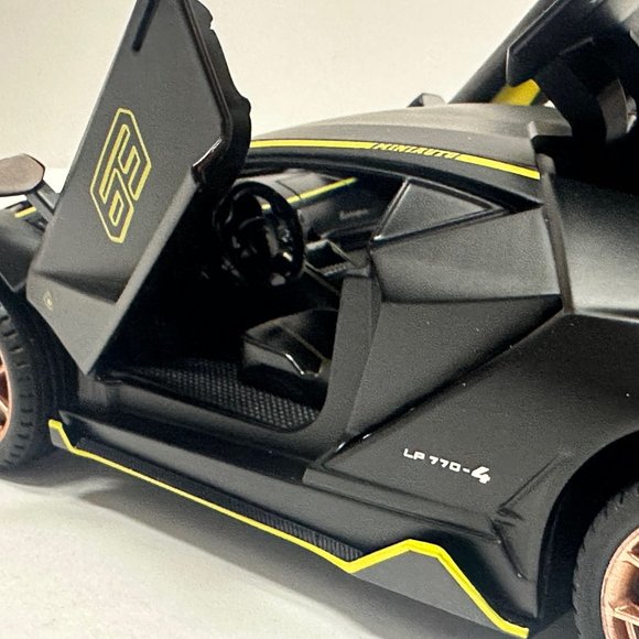 1:24 Lamborghini Centenario Diecast With Headlight & Taillight LED Matt Black - Picture 8 of 10